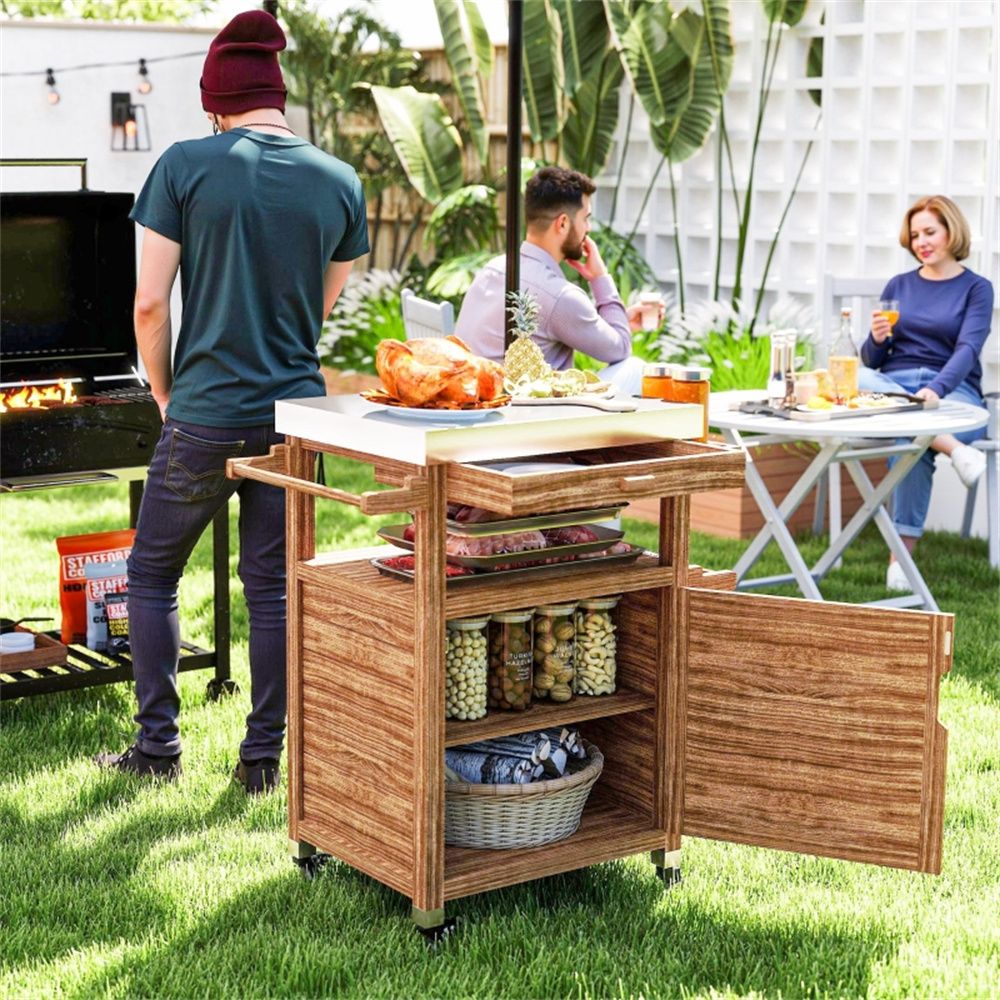 Outdoor Bar Cart Grill Table ( Amazon Shipping)(Prohibited by WalMart)