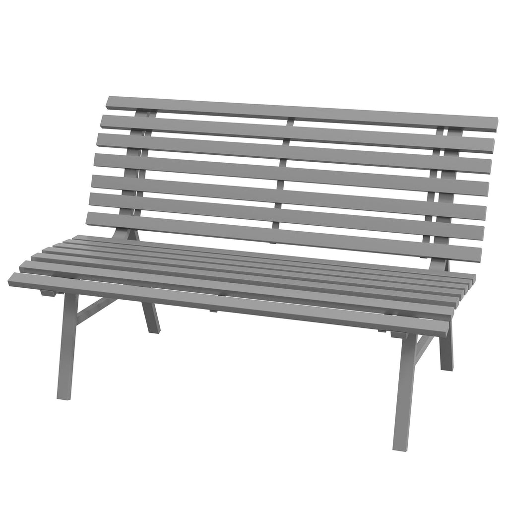 Outdoor Bench Aluminum Gray Lightweight Slatted Seat Patio Park Bench for Modern Outdoor Areas