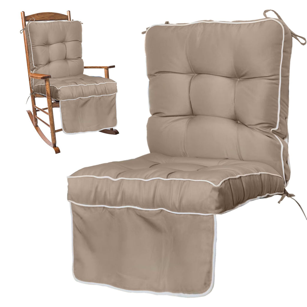 Outdoor High-Back Chair Cushions, One-Piece Hinged Seat and Back Design, Fade-Resistant & Waterproof Seat Pad for Adirondack and Rocking Chair