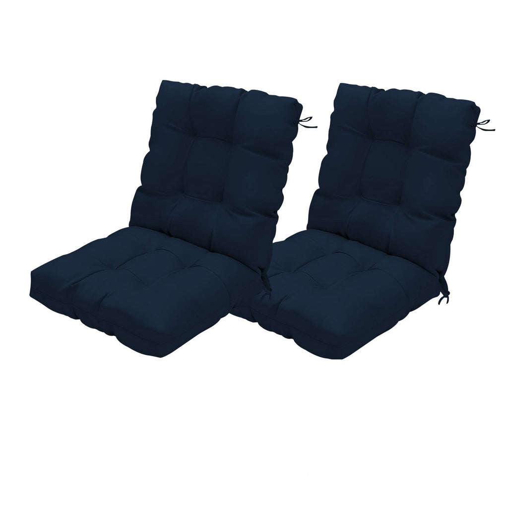 Outdoor High Back Chair Cushions Set of 2, 42"x21"x4" Tufted Waterproof Patio Cushion for Rocking & Dining Chairs, Soft Seat Pad with Ties, Fade-Resistant Indoor/Outdoor Use