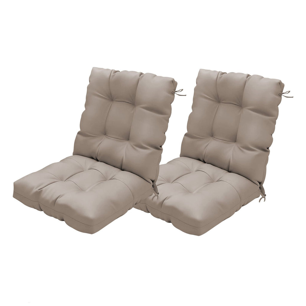 Outdoor High Back Chair Cushions Set of 2, 42"x21"x4" Tufted Waterproof Patio Cushion for Rocking & Dining Chairs, Soft Seat Pad with Ties, Fade-Resistant Indoor/Outdoor Use