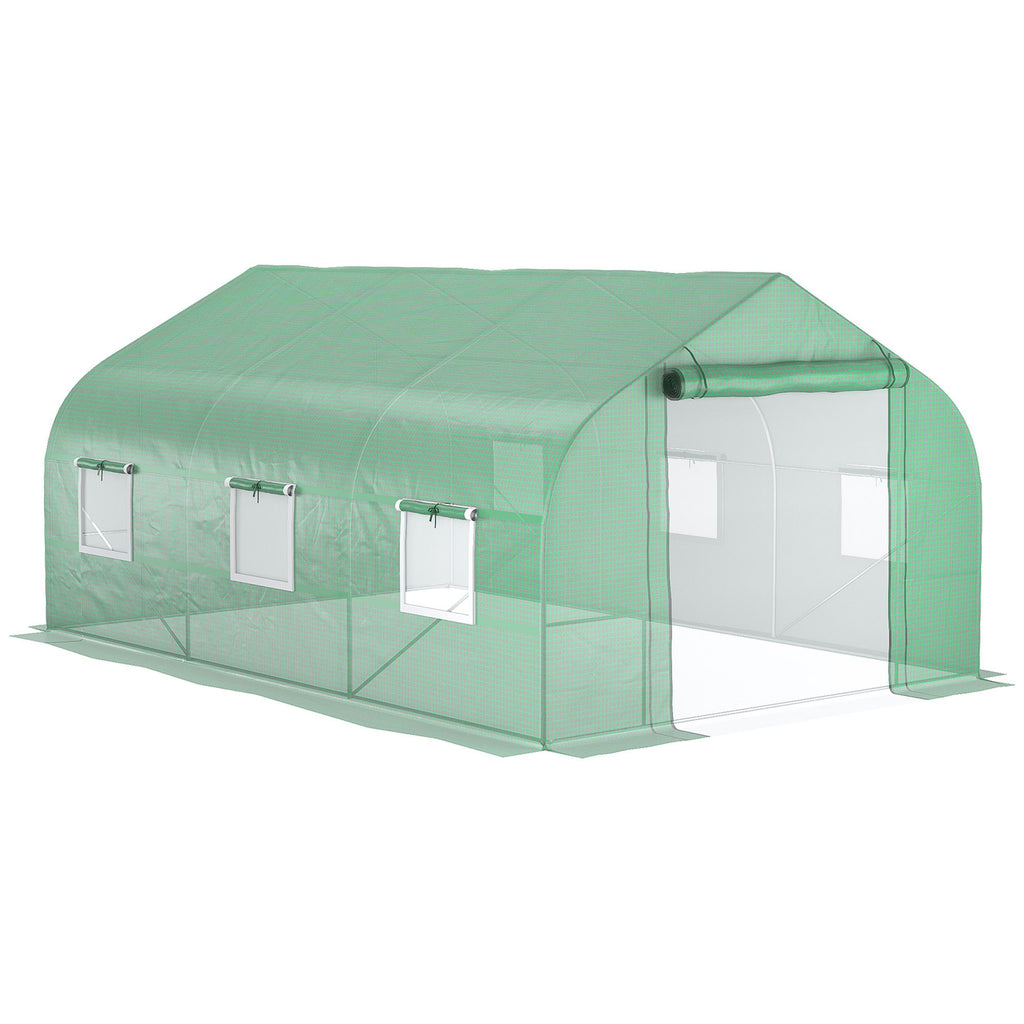 Outdoor High Tunnel Greenhouse, 11.5'x10'x6.5', Portable, with Windows, Deep Green