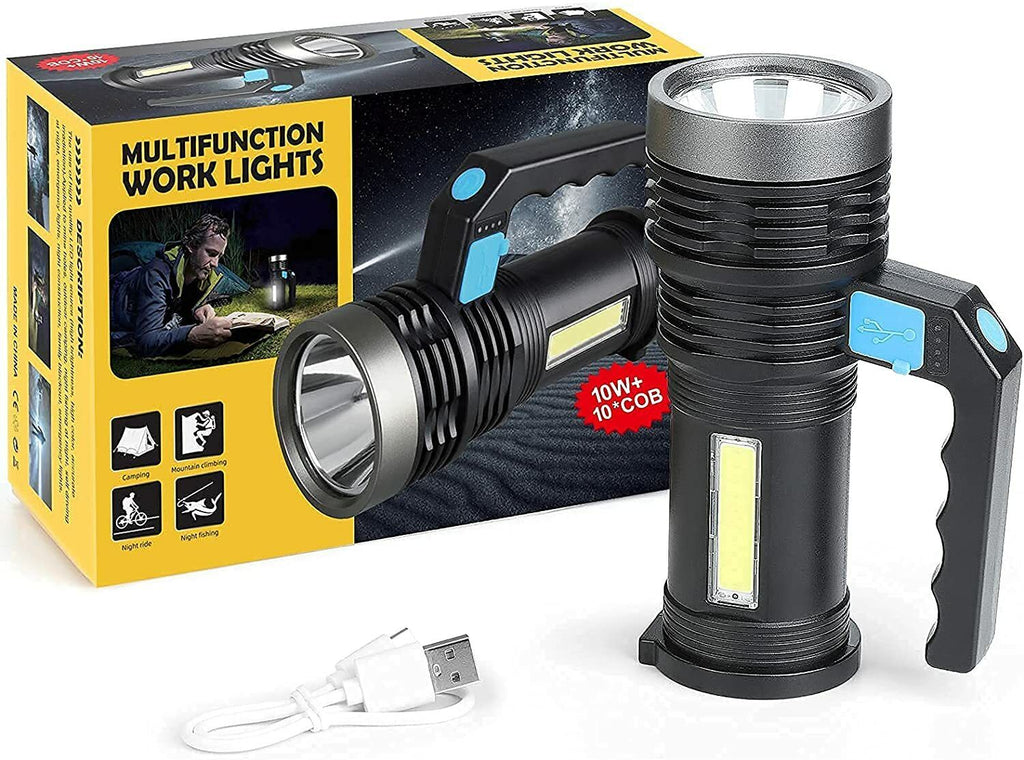 Outdoor LED Flashlight Searchlight Work Light USB Rechargeable Spotlight Canping Hiking Flashlight (US Logistics For USPS/DHL/Fedex/UPS. No designated logistics acceptedTK/TMEU only For self-pickup
