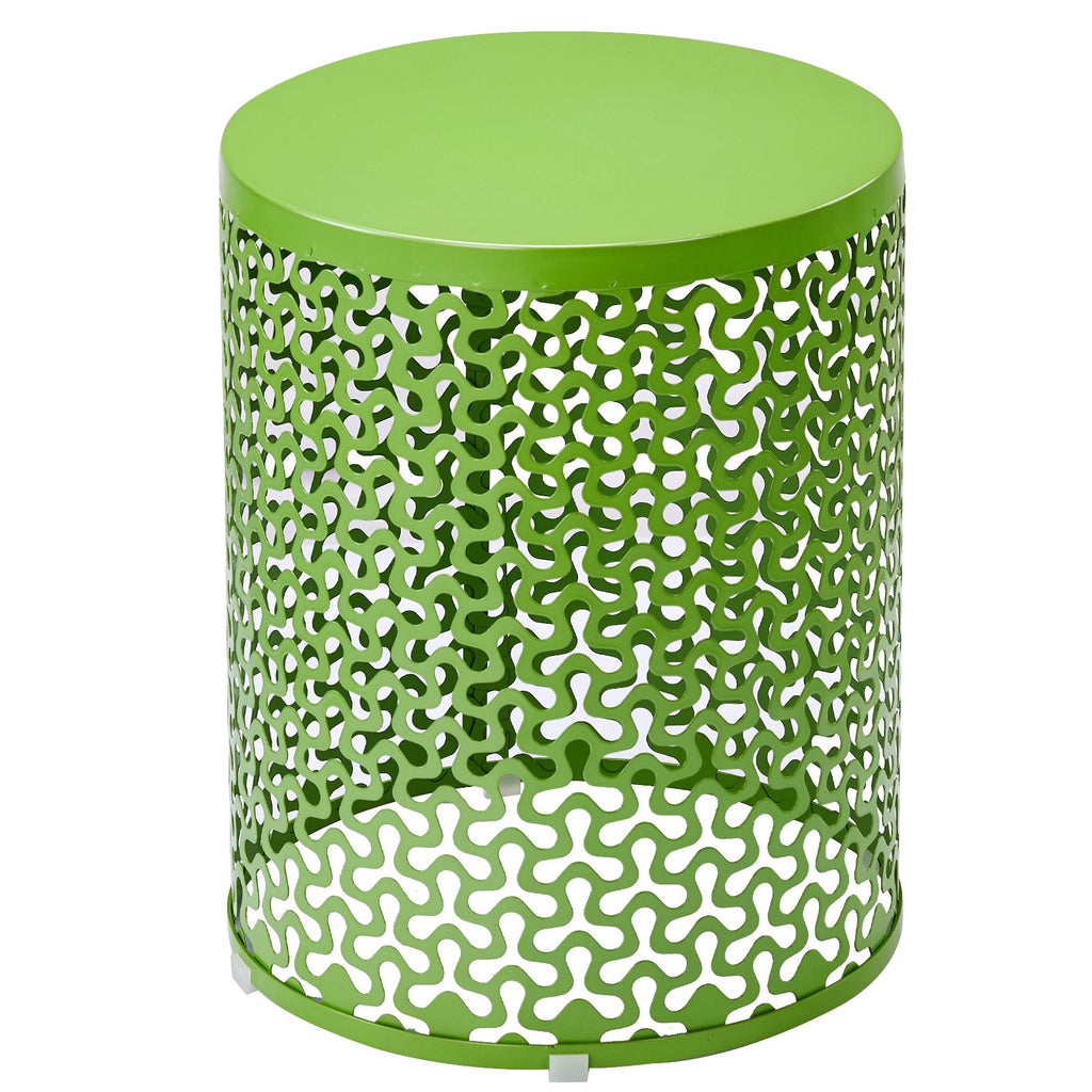 Outdoor Nesting Side Table Set of 3, Round Patio Accent Table, Metal Frame End Table for Indoor Outdoor, 12", 14", 16"H, Green