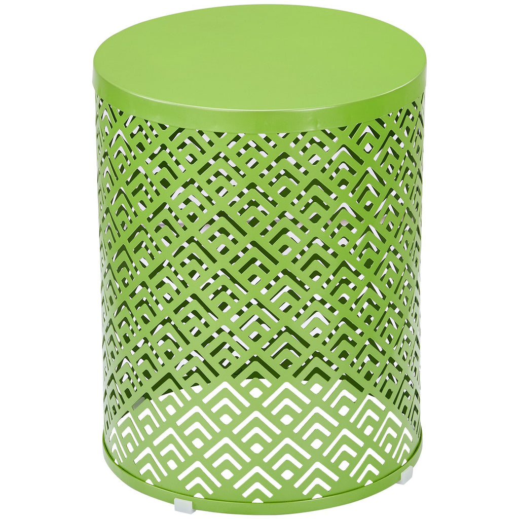 Outdoor Nesting Side Table Set of 3, Round Patio Accent Table, Metal Frame End Table for Indoor Outdoor, 12", 14", 16"H, Green