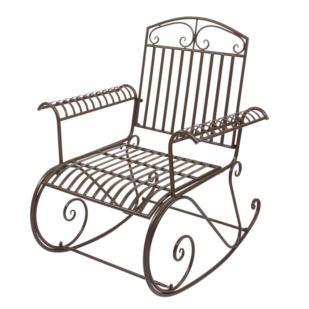 Outdoor Patio Iron Scroll Porch Rocker Rocking Chair Deck Seat Backyard Glider
