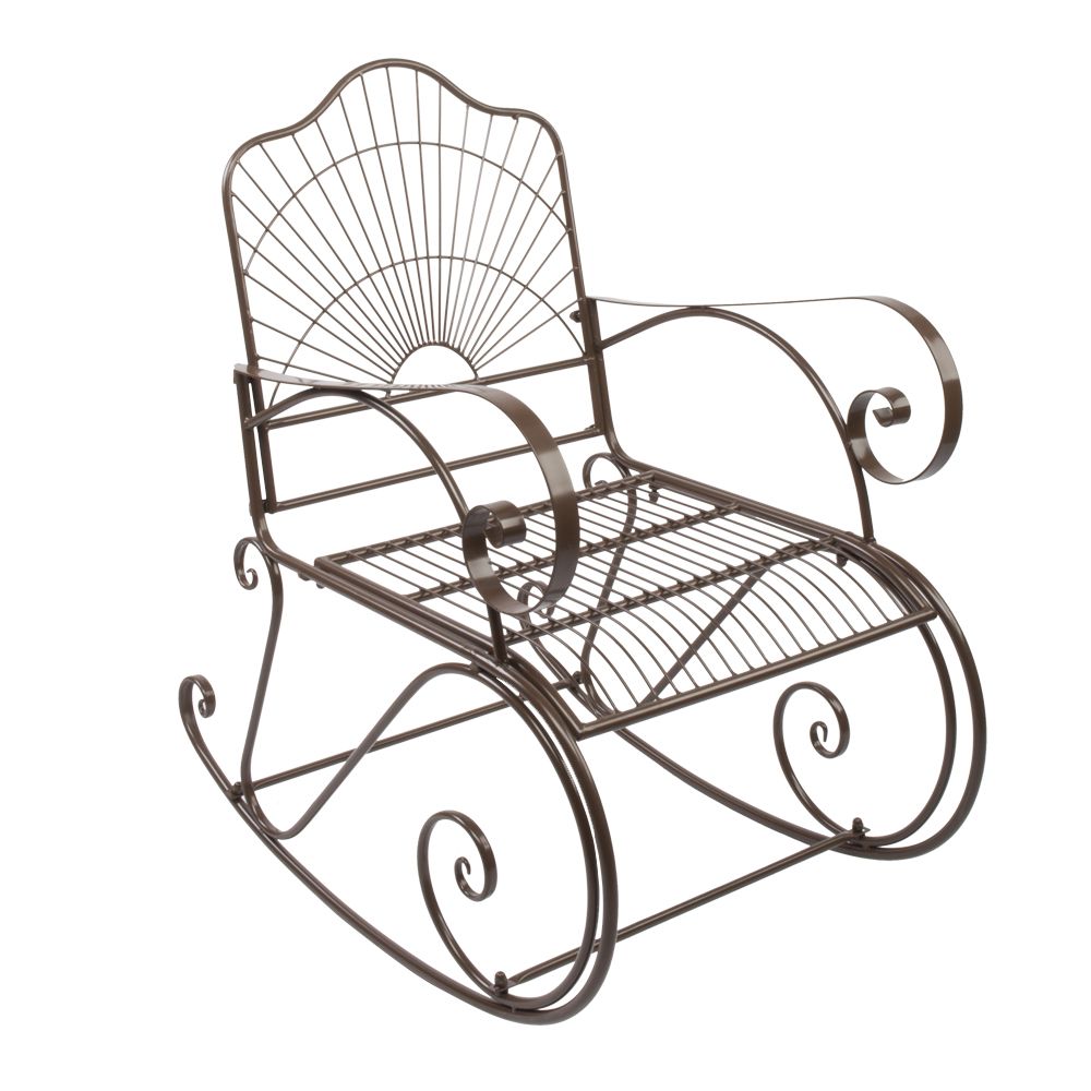 Outdoor Patio Iron Scroll Porch Rocker Rocking Chair Deck Seat Backyard Glider