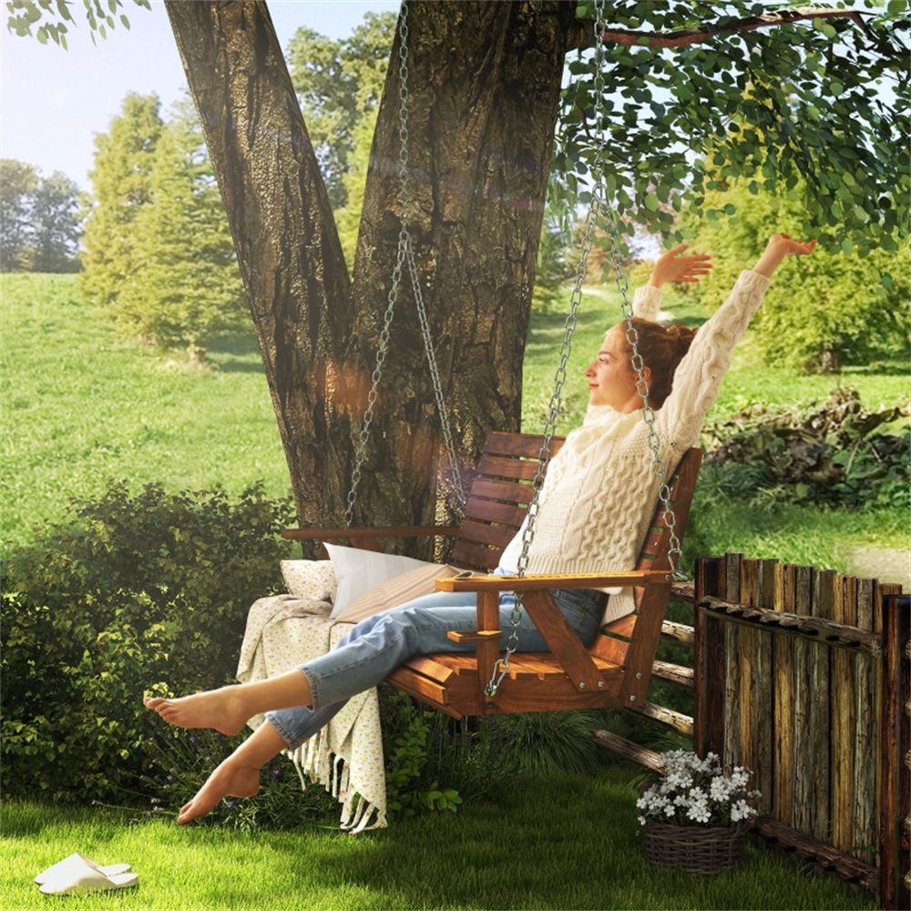 Outdoor Patio Swing with Adjustable Chains 63 Inches X 26.4 Inches X 24 Inches