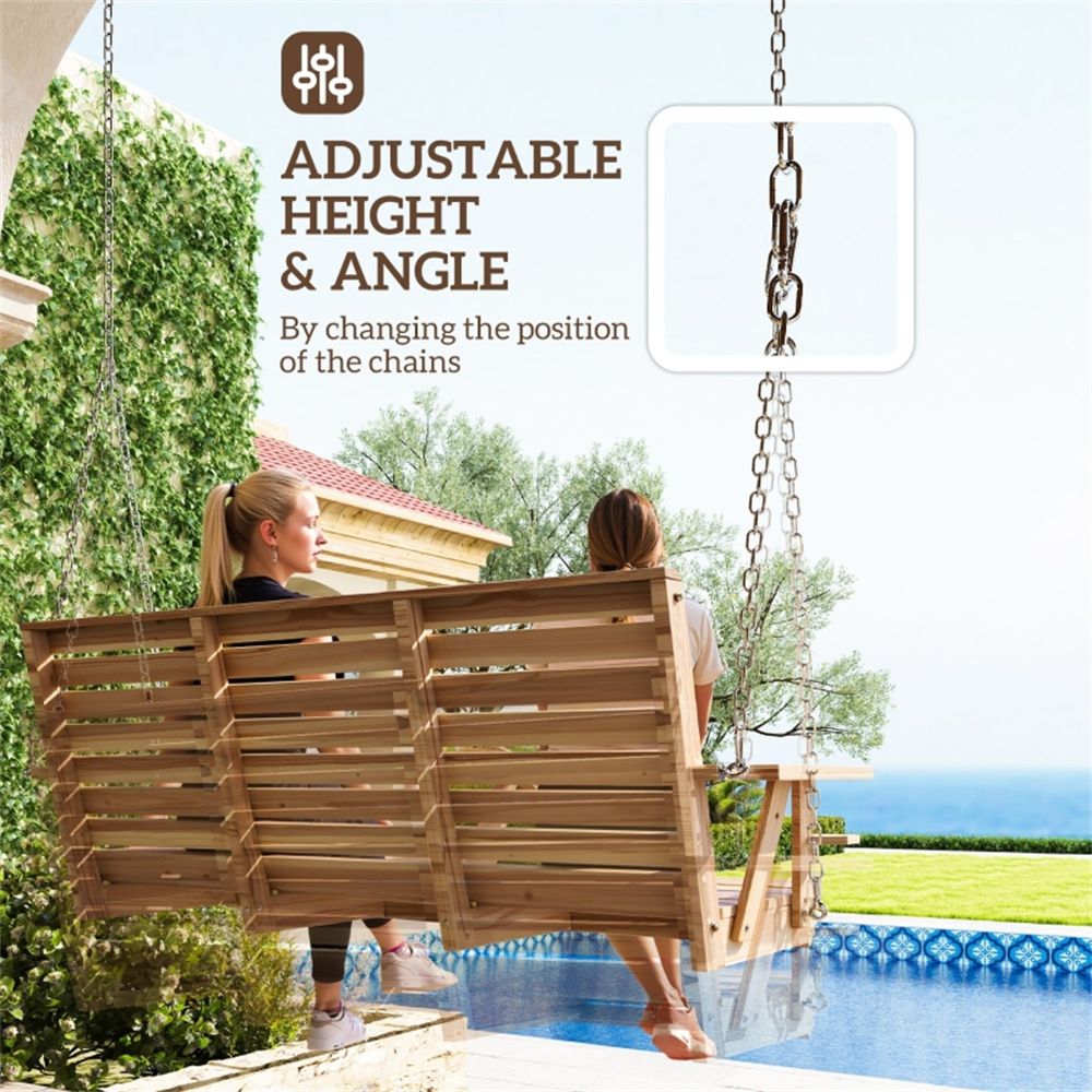 Outdoor Patio Swing with Adjustable Chains 63 Inches X 26.4 Inches X 24 Inches