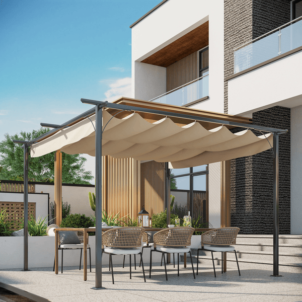 Outdoor retractable pergola