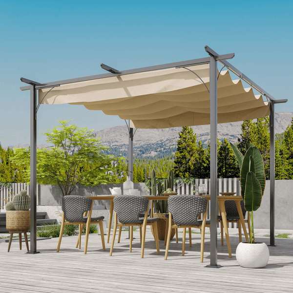 Outdoor retractable pergola