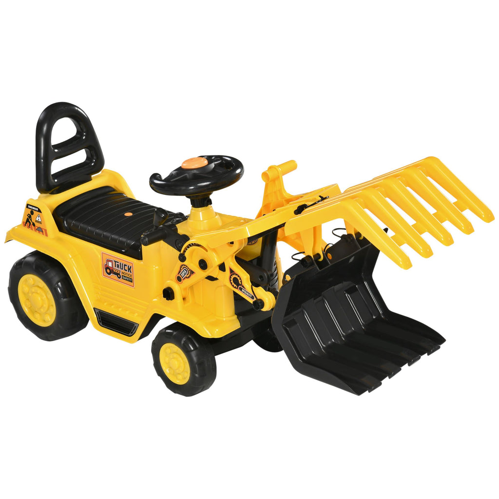 Outdoor Ride-On Excavator Toy for Kids, Sound Effects, Under-Seat Storage, Treaded Wheels