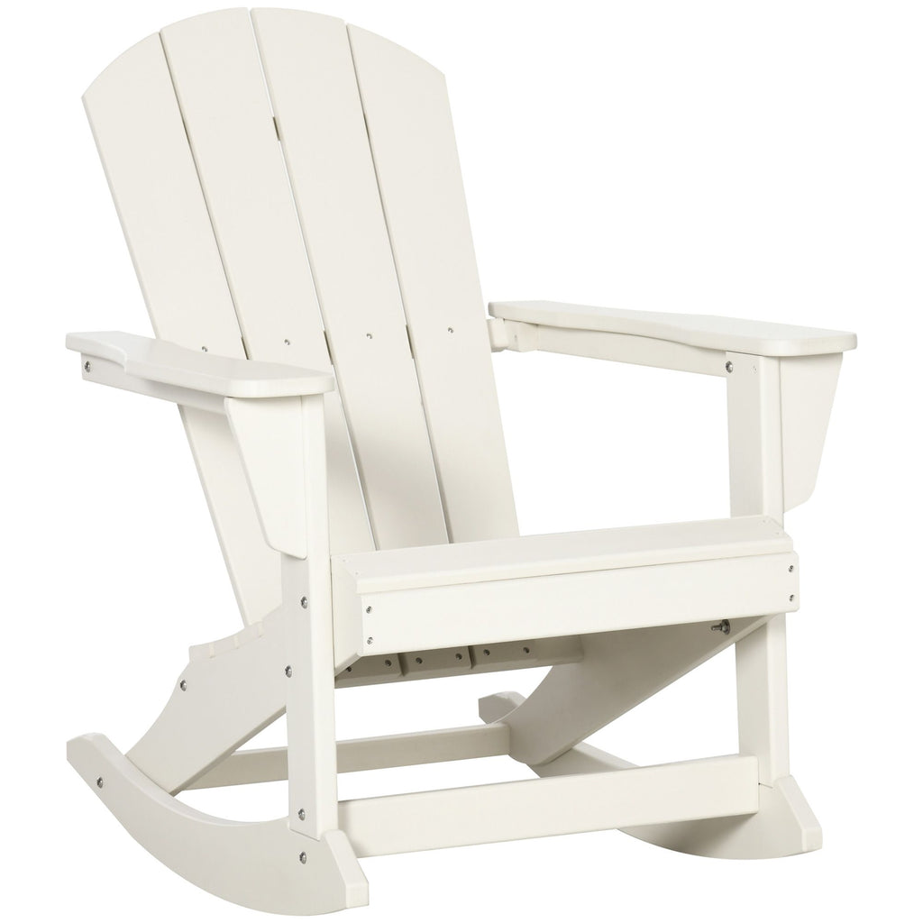 Outdoor Rocking Chair, HDPE Adirondack Porch Rocker Chair for Garden, Patio, White