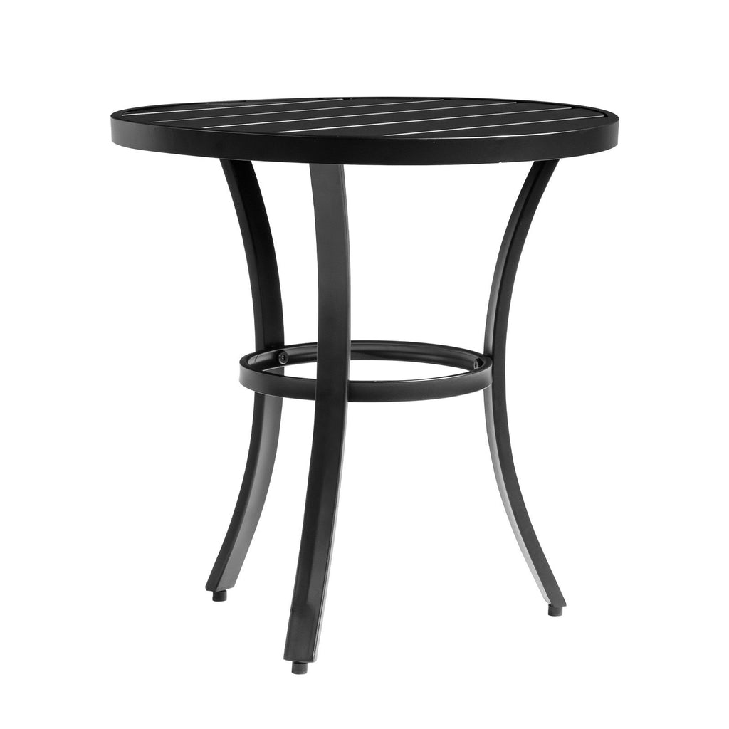 Outdoor Round Side Table, Small Metal Table Patio End Table Coffee Bistro Table for Indoor Outdoor, Black