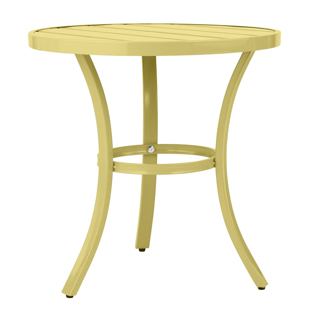 Outdoor Round Side Table, Small Metal Table Patio End Table Coffee Bistro Table for Indoor Outdoor, Light Yellow