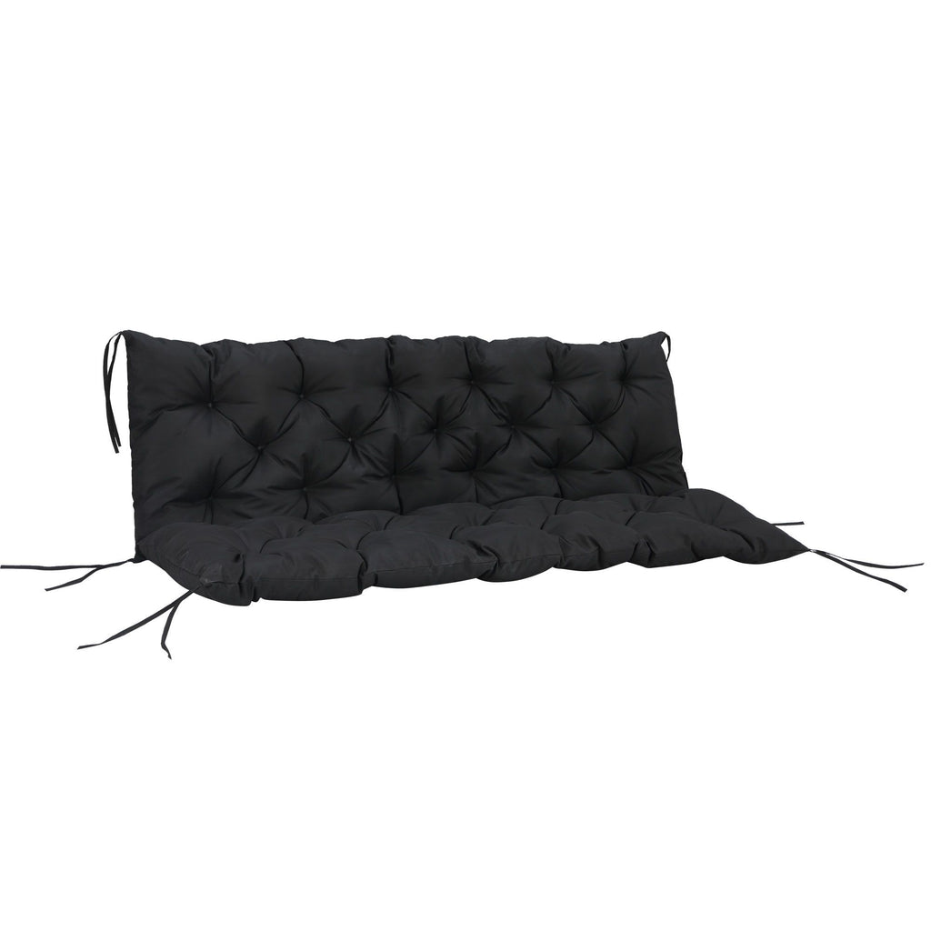 Outdoor Seat Pads 3 Seater Bench Swing Chair Replacement Cushions Backrest Black