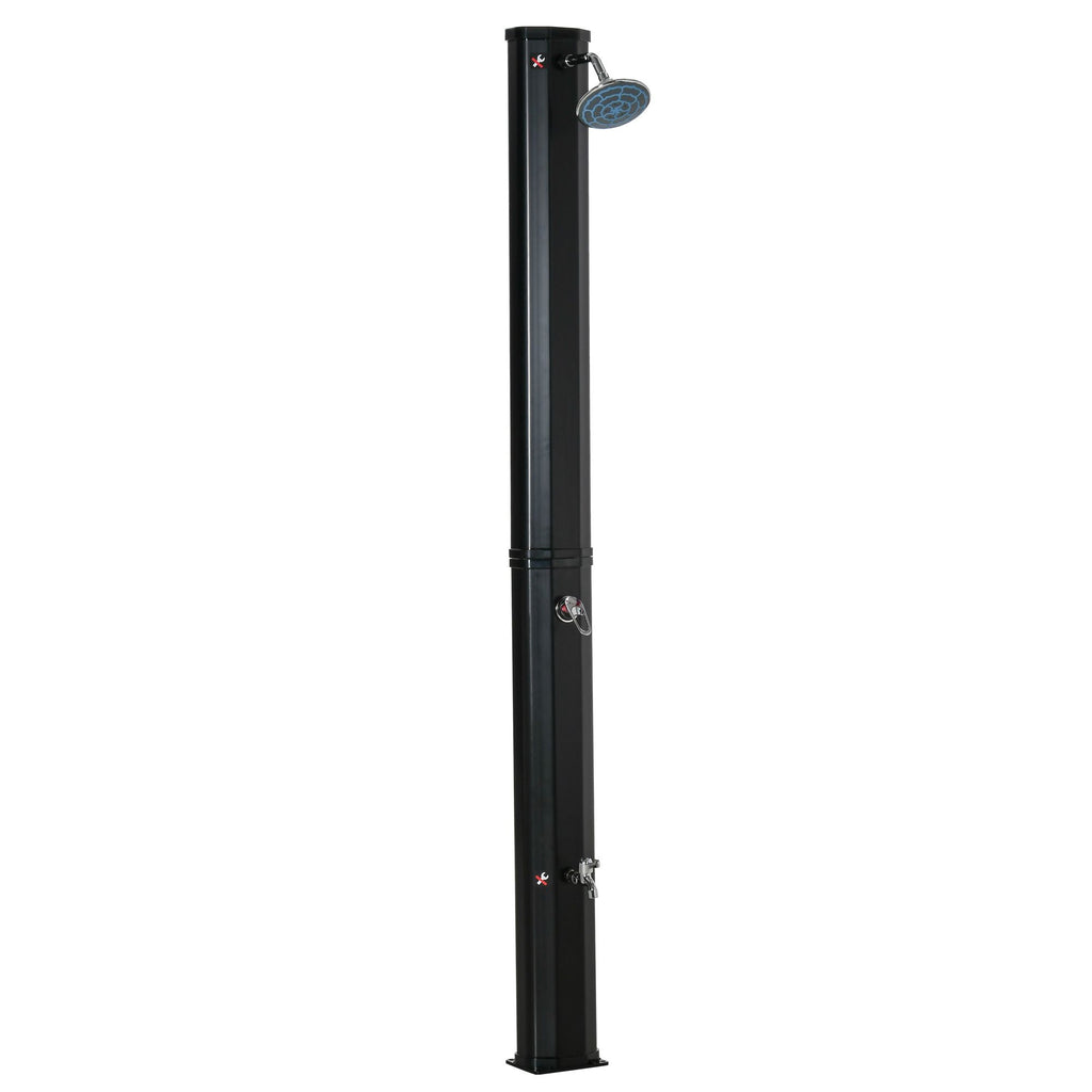 Outdoor Solar Heated Shower 9.2 Gallon with Rotating Head Black for Pool Patio
