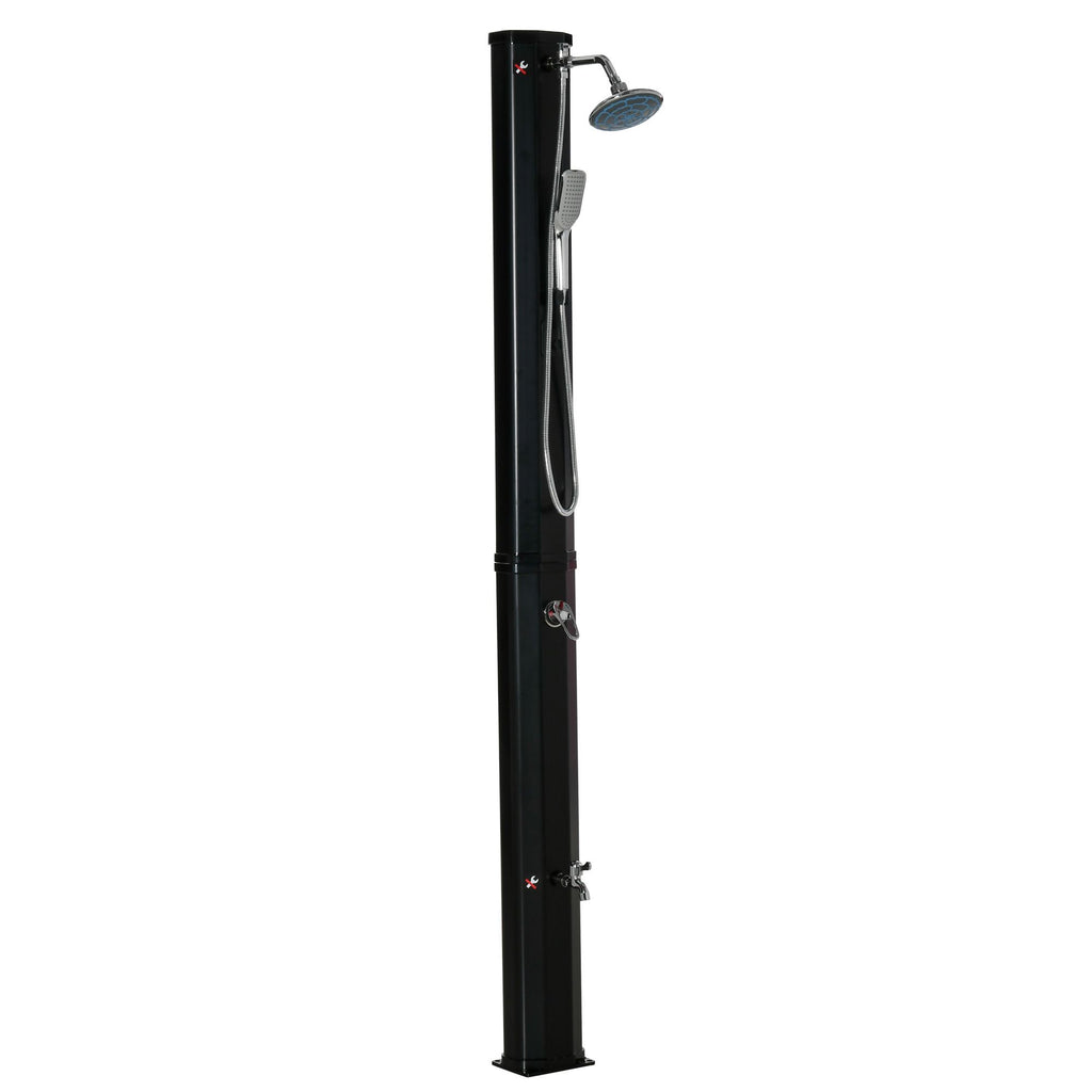 Outdoor Solar Shower, 9.2 Gallon, Rainfall & Handheld Spray, Temperature Control, Brown