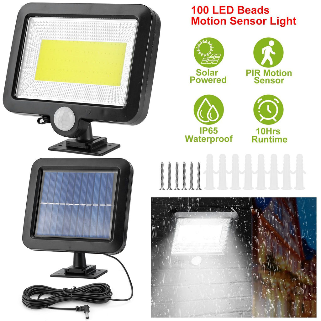 Outdoor Solar Wall Light,Motion & Light Sensor Activated,100 LED Beads,IP65 Waterproof,Rotatable Solar Panel with 16.4ft Cable for Patio Garage Doorway