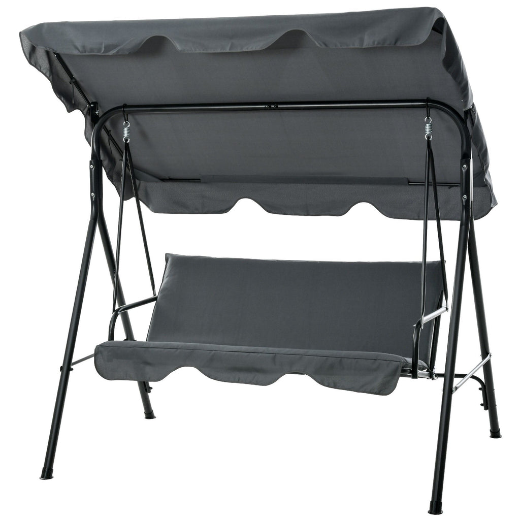 Outdoor Swing Bliss: 3-Seat, Cushioned Comfort, Adjustable Canopy in Soothing Gray