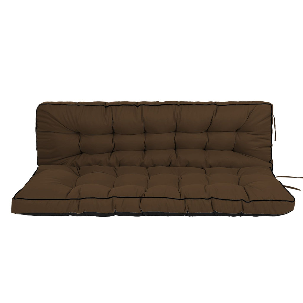Outdoor Swing Cushions 55 Inch, Waterproof 4" Thick Porch Swing Cushion Replacement with Backrest and Ties, Comfortable 2-3 Seat Pation Swing Pad for Backyard, Garden, Lawn, Outdoor Furniture(coffee)