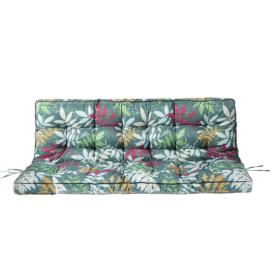 Outdoor Swing Cushions 55 Inch, Waterproof 4" Thick Porch Swing Cushion Replacement with Backrest and Ties, Comfortable 2-3 Seat Pation Swing Pad for Backyard, Garden, Lawn, Outdoor Furniture(flower)