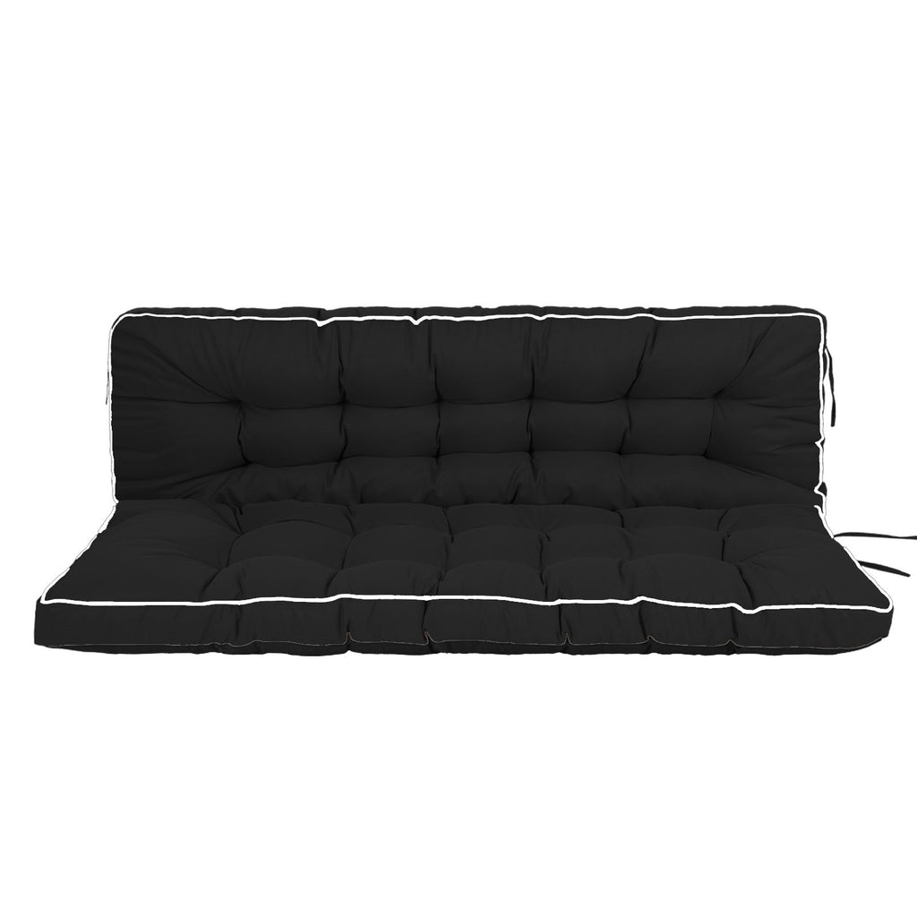 Outdoor Swing Cushions 55 Inch, Waterproof 4" Thick Porch Swing Cushion Replacement with Backrest and Ties, Comfortable 2-3 Seat Pation Swing Pad for Backyard, Garden, Lawn, Outdoor Furniture(black)