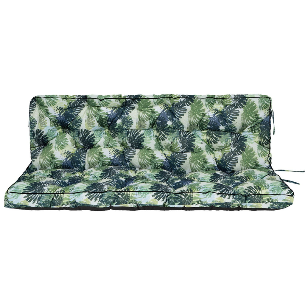 Outdoor Swing Cushions 55 Inch, Waterproof 4" Thick Porch Swing Cushion Replacement with Backrest and Ties, Comfortable 2-3 Seat Pation Swing Pad for Backyard, Garden, Lawn, Outdoor Furniture(palm)