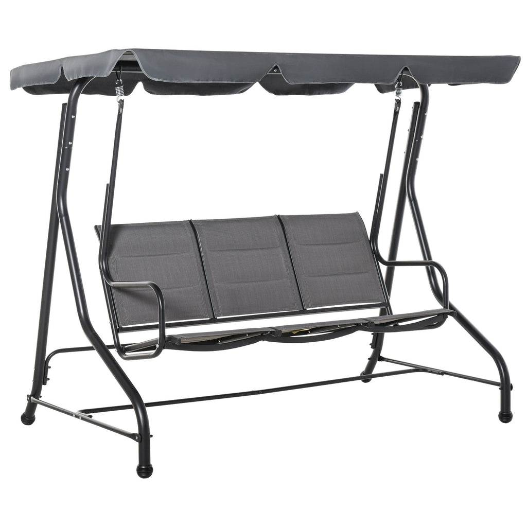 Outdoor Swing Seat with Adjustable Canopy, Padded Sling Fabric Seat, Outdoor Patio Comfort