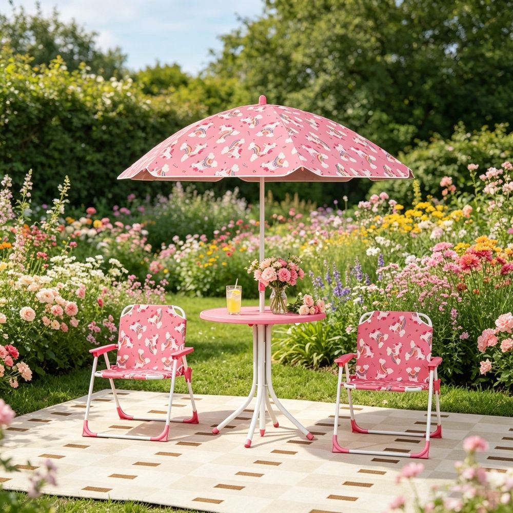 Outdoor Table with Foldable Chairs