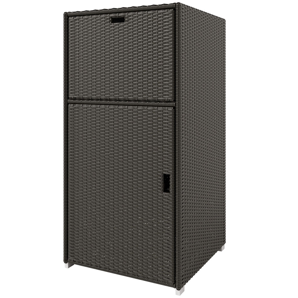 Outdoor Towel Rack for Pool w/ Drawer & Cabinet, Dark Brown