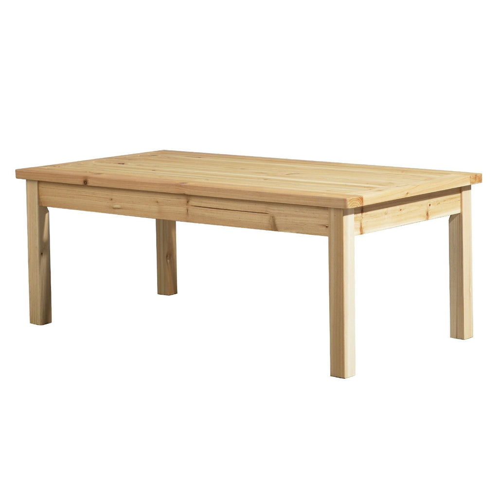 Outdoor Wood Coffee Table, 44" Farmhouse Side Table for Patio, Solid Cedar Wood Accent Table with Slatted Tabletop for Garden Poolside Lawn Living Room, Natural