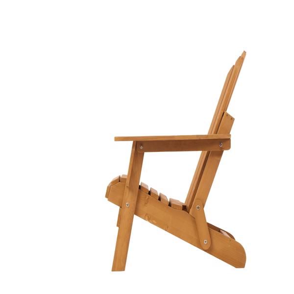 Outdoor Wooden Folding Adirondack Chair with Retractable Ottoman, Pre-Assembled BackRest & SeatBoard, Wood Patio Chair for Garden Backyard Porch Pool Deck Firepit