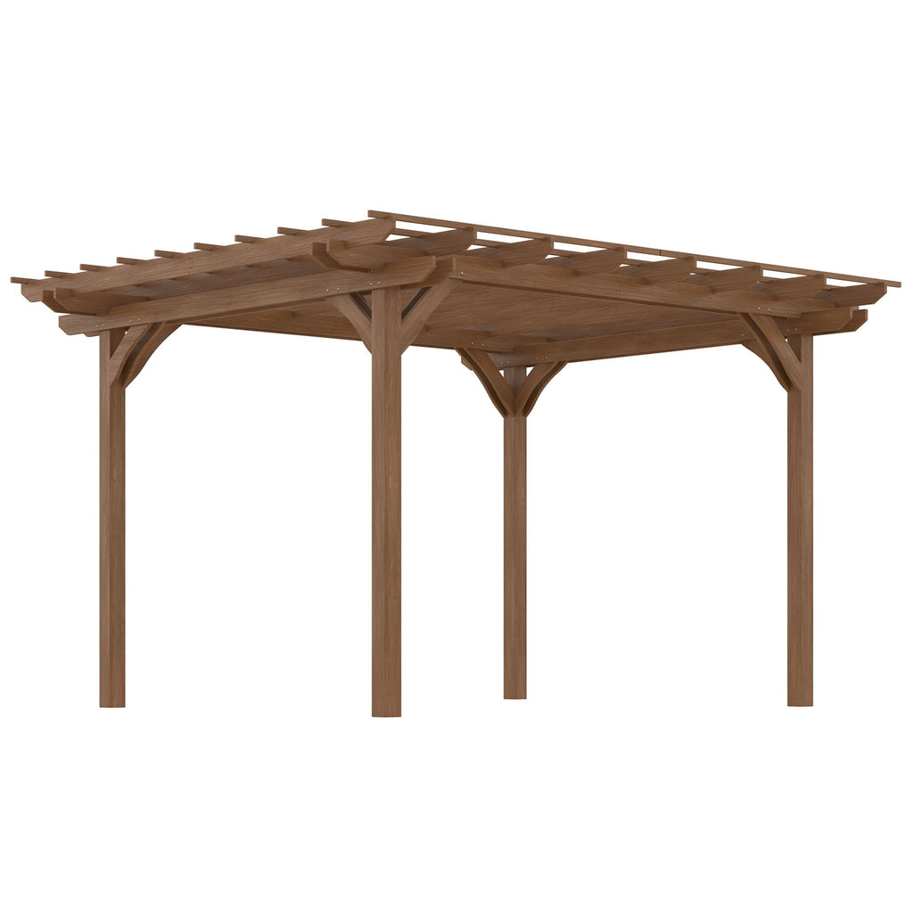 Outdoor Wooden Pergola 12x10 ft Garden Trellis for Climbing Plants Patio Backyard Deck Sturdy Structure Brown