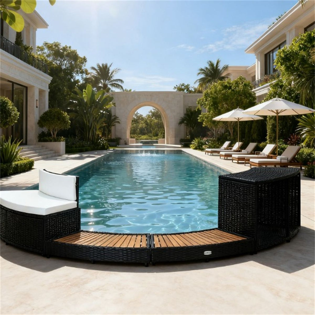 Outdoors Hot Tub Surround Gray Poly Rattan /poly rattan hot tub surround