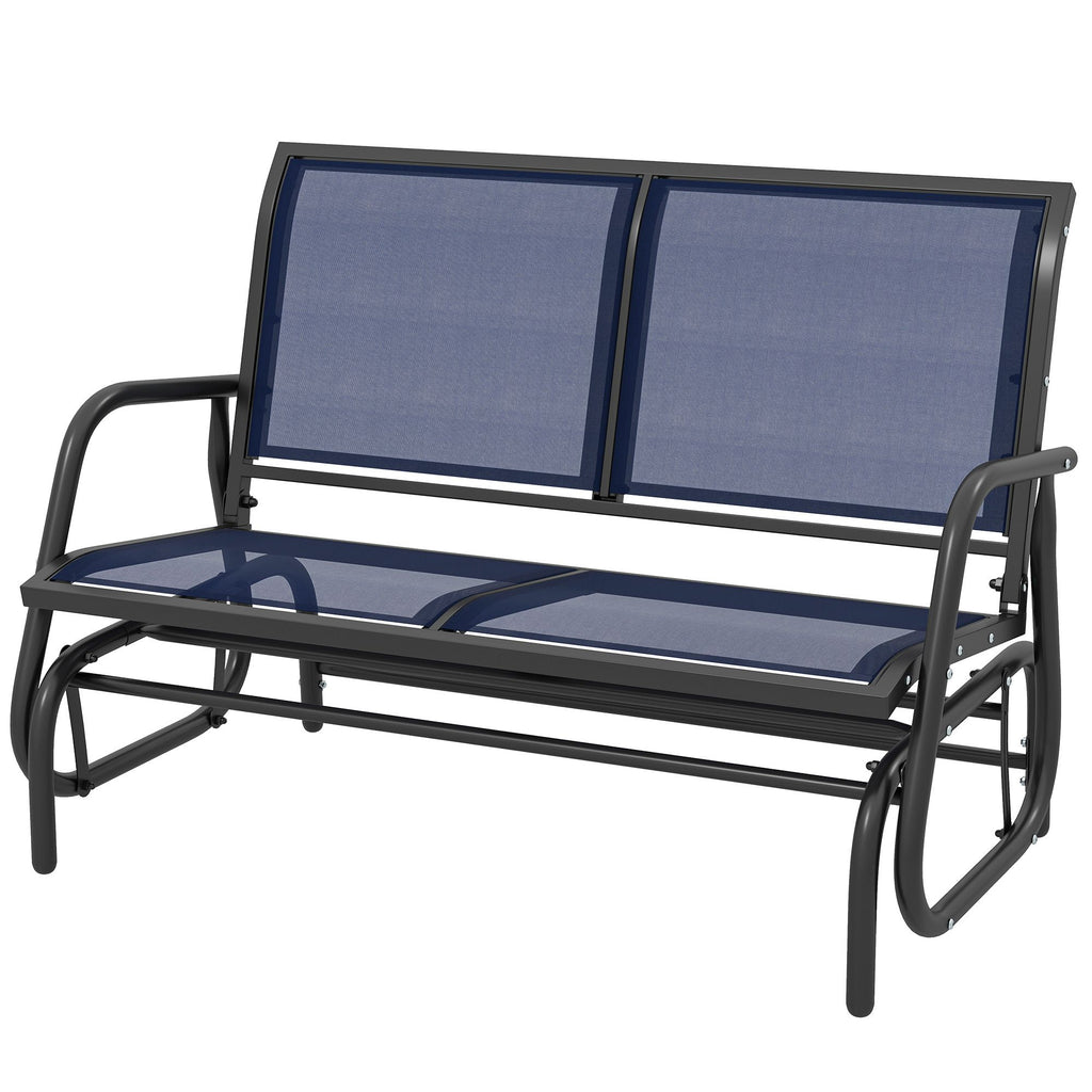 Outsunny 2-Person Outdoor Glider Bench, Patio Double Swing Rocking Chair Loveseat with Steel Frame, Dark Blue