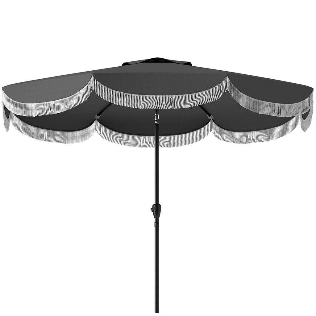 9FT Patio Umbrella, UPF 30+ Outdoor Market Umbrella with Crank, 8 Ribs, Push Button Tilt, Vented Patio Table Umbrella for Deck Backyard Lawn, Charcoal Gray