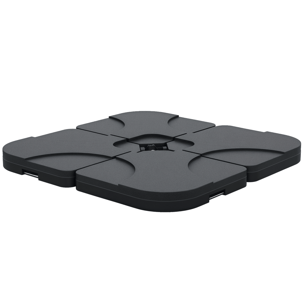 Cantilever Patio Umbrella Base, 4-Piece Offset Stand, 158 lb Sand or 60L Water Capacity, Black