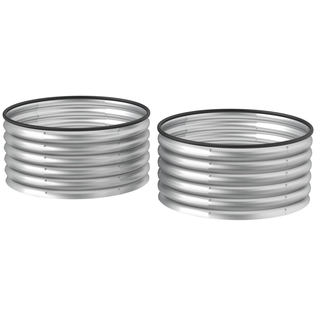 Set of 2 Raised Garden Bed, Metal Planter Box with Safety Edging, Easy-to-assemble Stock Tank 3'x3'x1.4' Silver