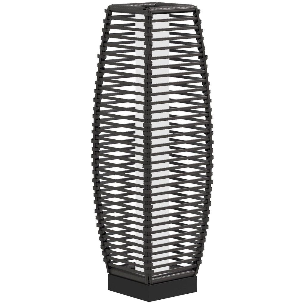 Solar-Powered Rattan Floor Lamp, Auto On/Off LED Outdoor Garden Lantern, Pathway Light, Gray