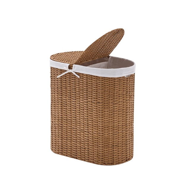 Oval Laundry Hamper with Lid, Woven Natural Water Hyacinth Laundry Hamper