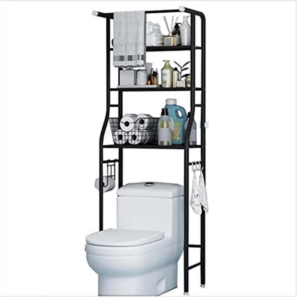 Over The ToiletStorageRack, 3 Tier Freestanding Bathroom Organizer Shelf, Anti-Rust Metal Space Saving Laundry & ToiletStorageRack, Black