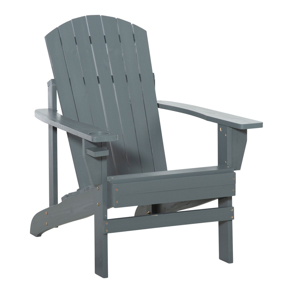 Oversized Adirondack Chair with Cupholder for Outdoor Fire Pit Porch Patio Backyard Dark Grey