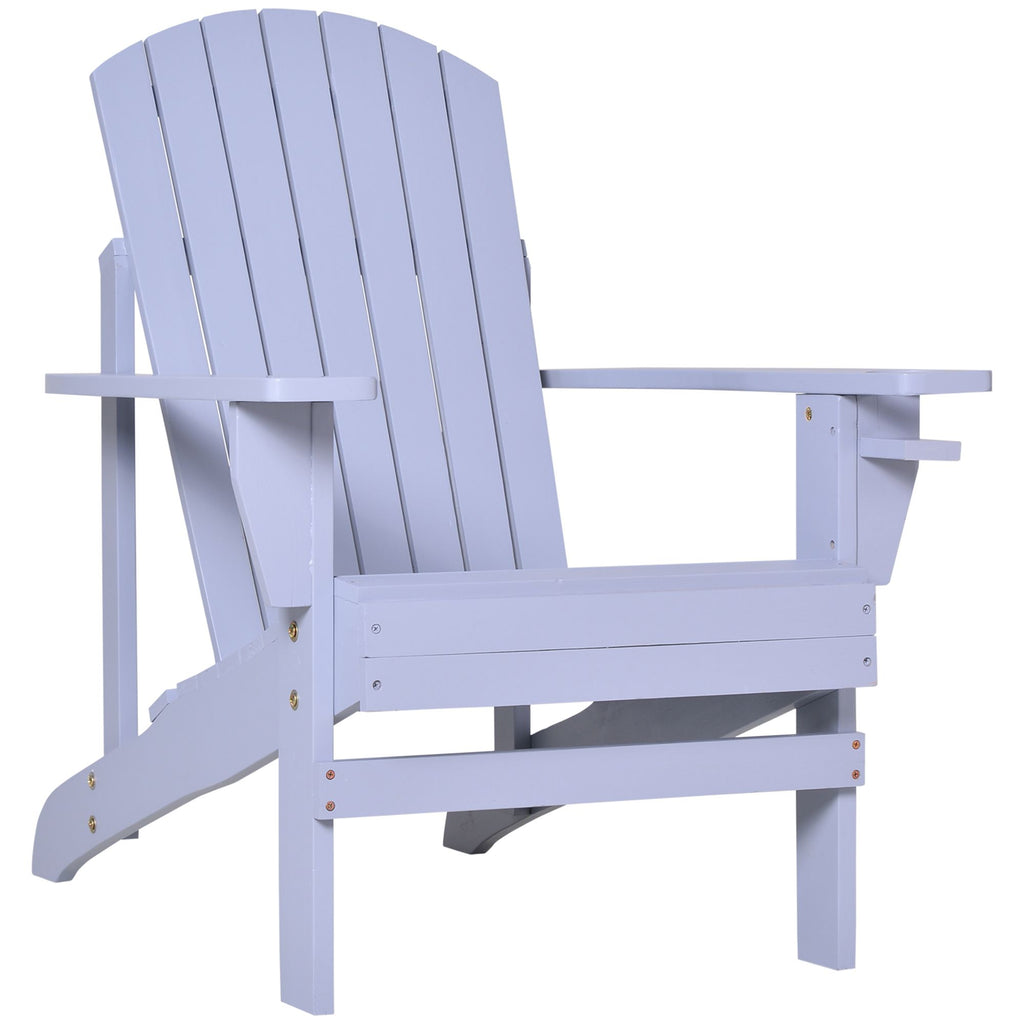 Oversized Adirondack Chair with Cupholder, Perfect for Outdoor Fire Pit Areas, Grey