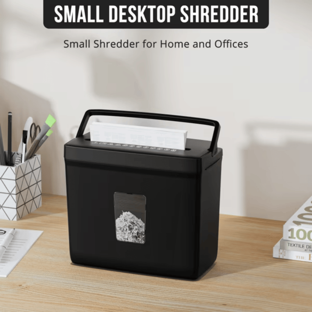 Paper ShredderforHomeUse,5 Sheets Small Crosscut Paper Shredder,P-4 Security Level with 2.38-Gallon Basket, 4-ModeDesign-Durable & Fast and Jam ProofforHomeOffice Utilization
