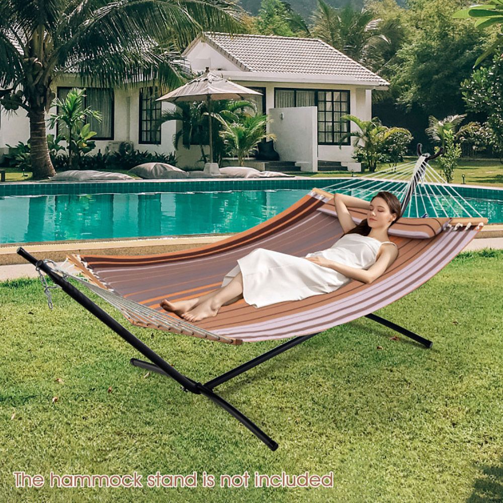 Patio Hammock Foldable Swing Chair Bed with Detachable Pillow