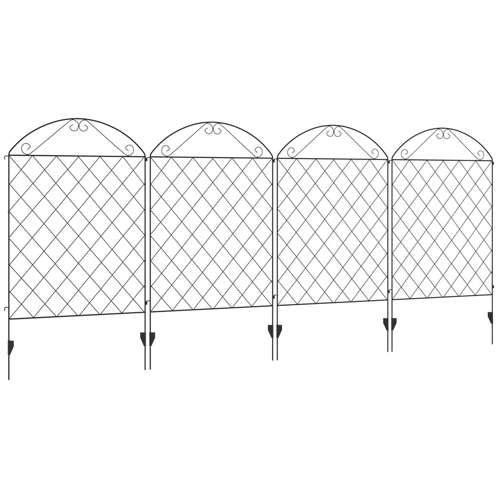 Patio Perimeter: 11.5" Metal Garden Fence 4-Pack, Decorative Rust-Resistant Border
