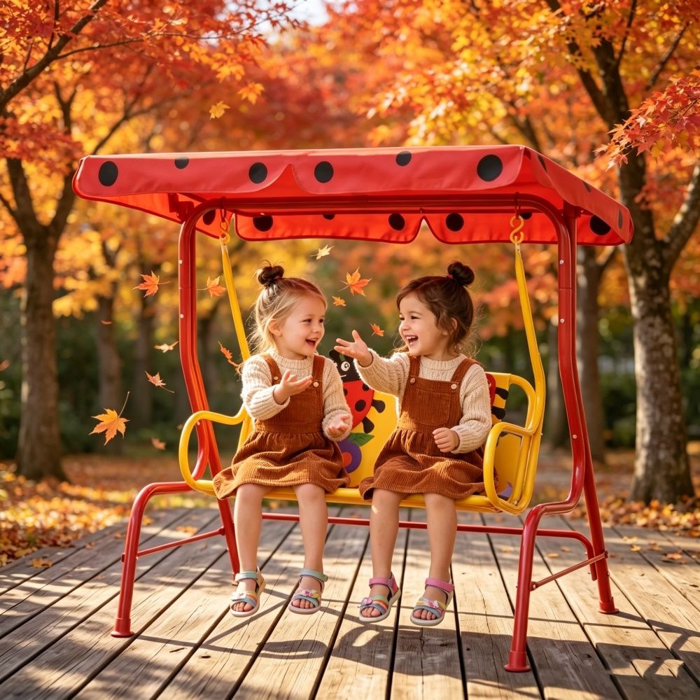 Patio Swing with Adjustable Canopy and Angle 43.25 Inches
