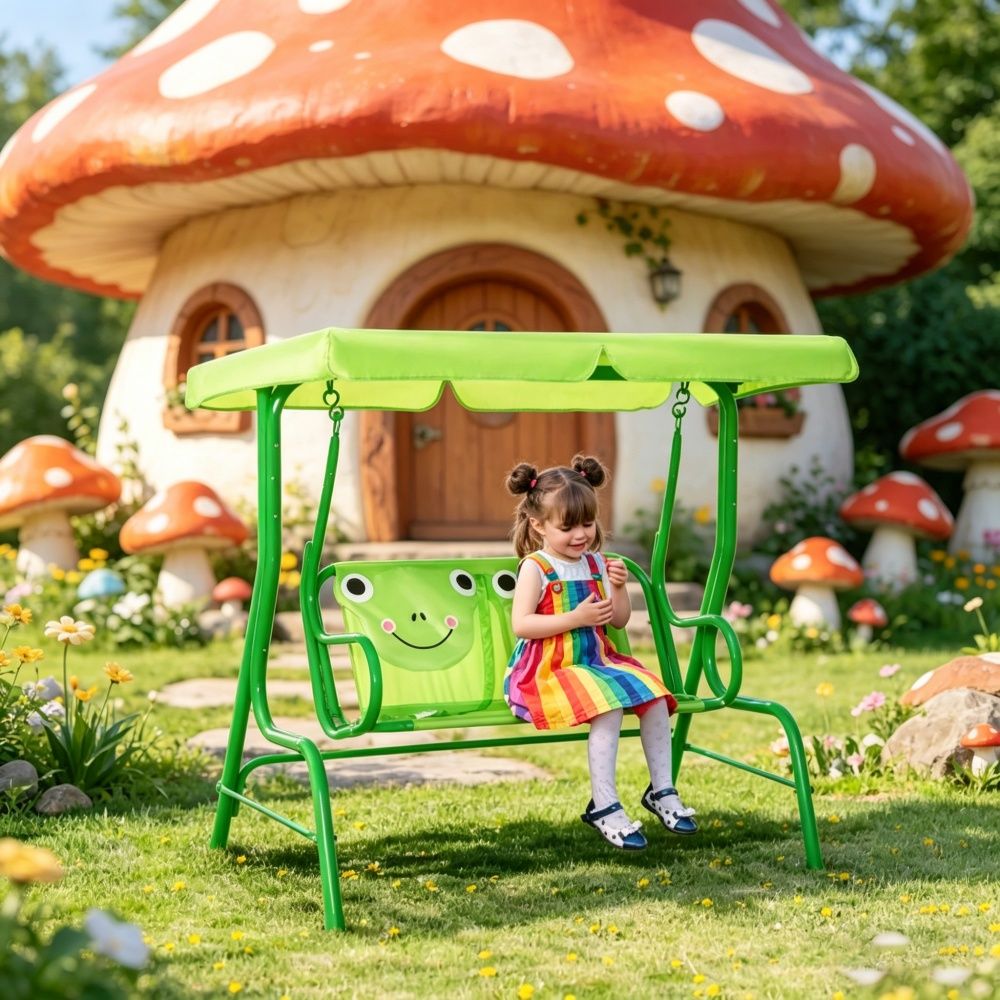 Patio Swing with Adjustable Canopy and Angle 43.25 Inches