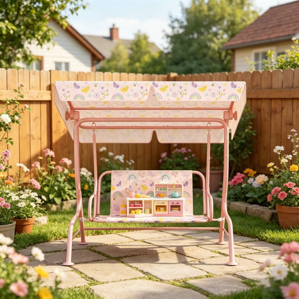 Patio Swing with Adjustable Canopy and Angle 47.2 Inches